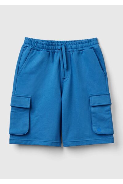 United Colors of Benetton Bermude pentru băiat Saks Blue cu talie elastică cu...