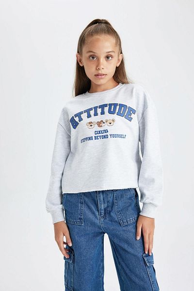 DeFacto Girl's Crop Sweatshirt - Crew Neck B3708A823Au