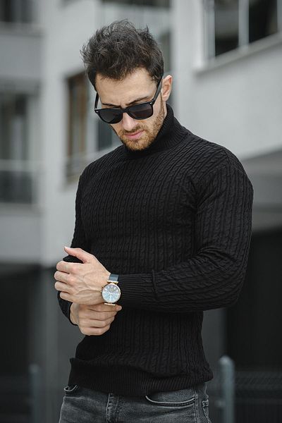 Oksit Ανδρικό πλεκτό κορμάκι με ψηλό λαιμό Seka 821 Slim-Fit