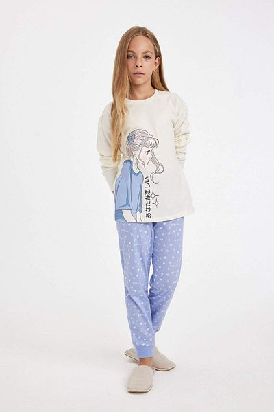 DeFacto Pyjama-Set für Mädchen – bedrucktes, langärmliges Ober- und Unterteil-Set 3144899