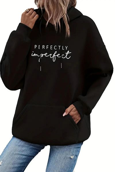 yueswear Unisex Μαύρο πλεκτό φούτερ - 2ip Raised Perfectly Cut
