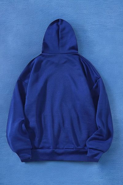 mw memowear Πλεκτό φούτερ Unisex Sax-Blue Flower-Butterfly με μοτίβο Raster