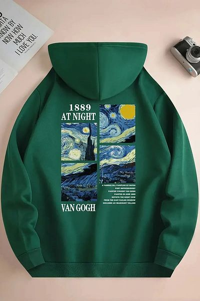 yueswear Πράσινο πλεκτό φούτερ Van Gogh - Unisex 2ip Raster