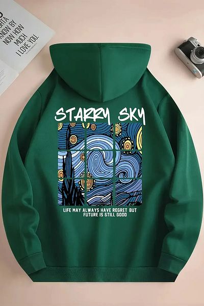 yueswear Πλεκτό φούτερ Unisex με μοτίβο Green Starry Sky - 2ip Raster