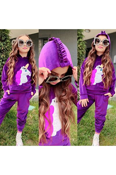 demir kids Unicorn kadife kız cocuk esofman takımı