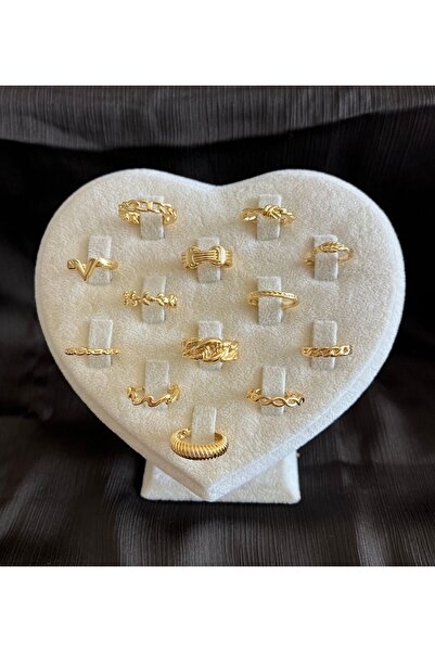 RM Bijuteri طقم حلقات مفصلية بتصميم ذهبي مكون من 13 قطعة - موديل 1