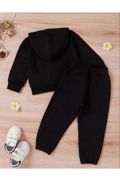 Know Black Girl Hand Heart Printed Hooded Tracksuit Set