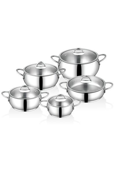 SAFINOX 10 Parça Bella Tencere Seti Metal Kulplu