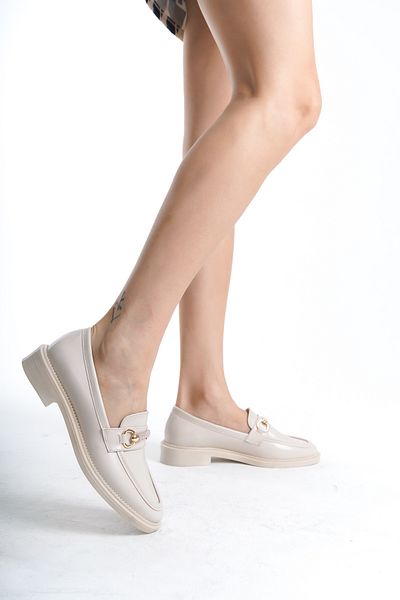 UĞURÖKÇE Μπεζ Γυναικείο Loafer - Casual Παπούτσια με λεπτομέρεια πόρπης