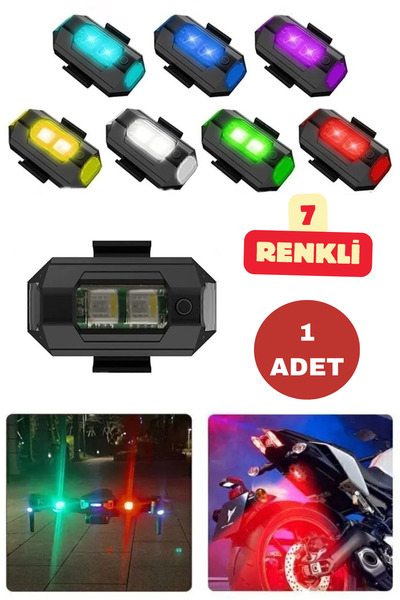 Vekorr 7 Renkli Led Kablosuz Şarjlı Lamba Motosiklet Bisiklet İkaz Işık Veren...