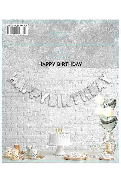 eğlencemarketi Happy Birthday 3D Lettering Silver Filled Model