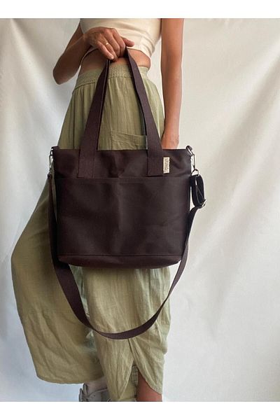 VAGO COLLECTION КАФЯВА ЧАНТА ОТ ВОСЪЧЕН ПЛАТО