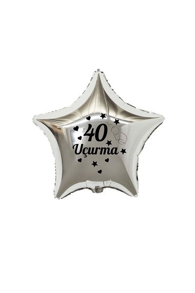 eğlencemarketi 18 Inch Silver Color Baby Figured 40 Fly Themed Star Foil Balloon