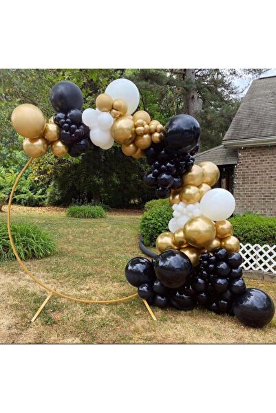 eğlencemarketi Krom Gold Pastel Siyah Beyaz Balon Zinciri 100 Adet Lüx