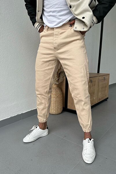 NO61 MAN Τζιν Jogger Elasticized Lycra Beige Color