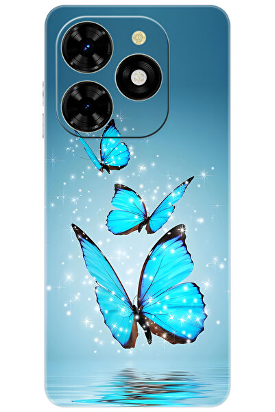 TECNO Spark 20 (KJ5) Uyumlu Kılıf Desen Baskılı Silikon Mavi Kelebek STK:710 CP-bQGGJBZ