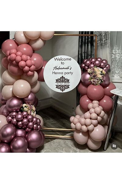 eğlencemarketi Chrome Pink Pink Blush and Rosewood Balloon Chain 100 Pieces