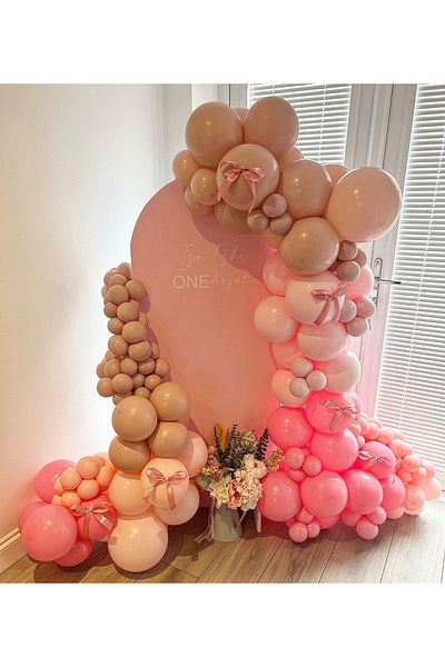 eğlencemarketi Macaron Pink Pink Blush and Salmon Balloon Chain 100 Pieces