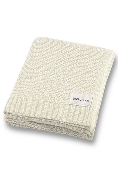 Battani.Co Kız Ve Erkek Bebek Için Triko Örgü Bebek Battaniyesi 90cm X110cm B...