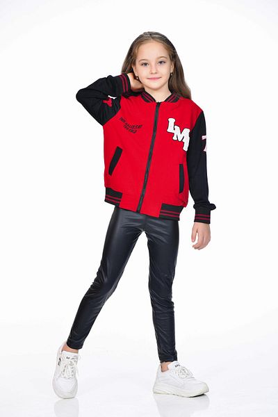 Kamex Jachetă de colegiu pentru fete Claret Red Arrow - Broderie și imprimeu Lmf