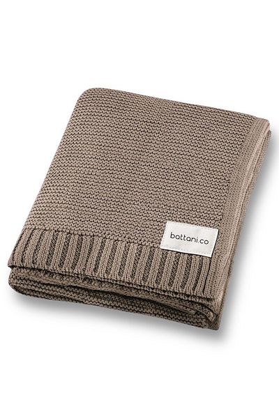 Battani.Co Knitwear Knitted Baby Blanket for Baby Girl and Boy 85cm X85Cm Basics Mink Brown