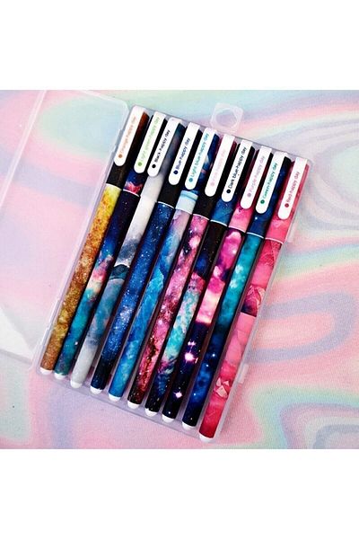 Canderel Set of 10 Rainbow Galaxy Colored Gel Pens