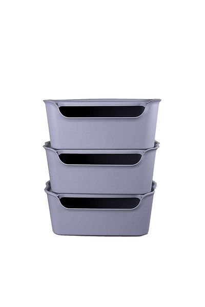 QUTU 15 L Qatli Organizing Box Gray Set of 3