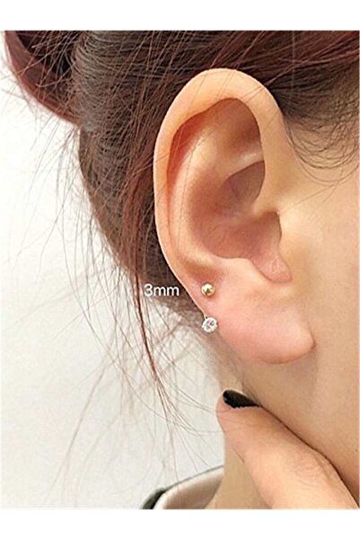 MAZEN Cerrahi Çelik Piercing Küpe Zirkon Taşlı ve Toplu Halka Model Gold Renk