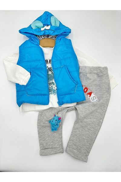 Egelite 1-2-3-4 Years Old Boy Hooded Inflatable Vest Seasonal Suit Set