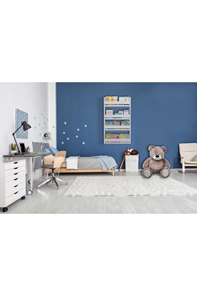 Genel Markalar Suntalam Montessori Çocuk Odası Eğitici Kitaplık 4 Raflı Beyaz Kitaplık60x120 Duvara Monte 60 cm Su