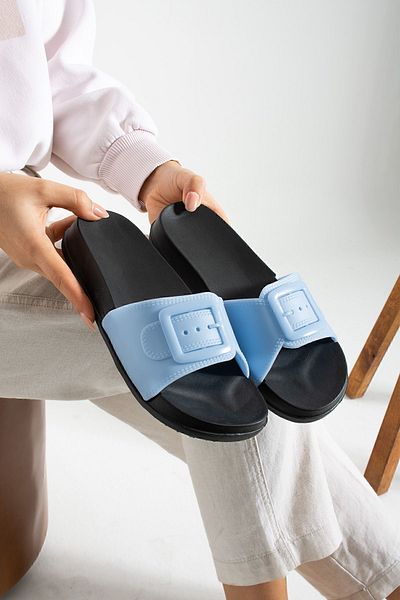 Moda Devrin Gz14311 Μπλε μονή πόρπη Εμφάνιση Μαλακές, εξαιρετικά ελαφριές γυναικείες παντόφλες Eva