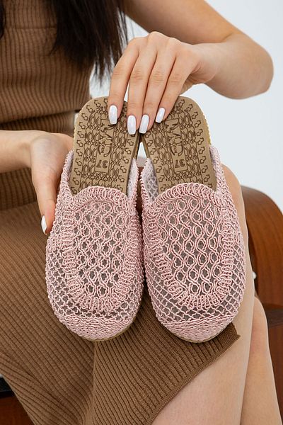 Moda Devrin Powder Front Closed Straw Knitted Outdoor and Home Slippers