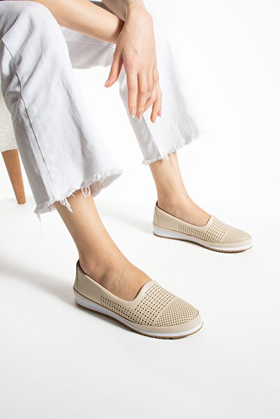 Moda Devrin Beige Light Non-Slip Sole Ballerina Casual Shoes