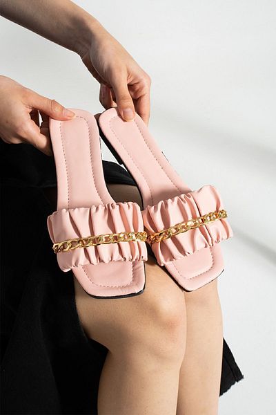 Moda Devrin Γυναικείες παντόφλες με κορδόνι σε σκόνη Παντόφλες εξωτερικού χώρου και σπιτιού