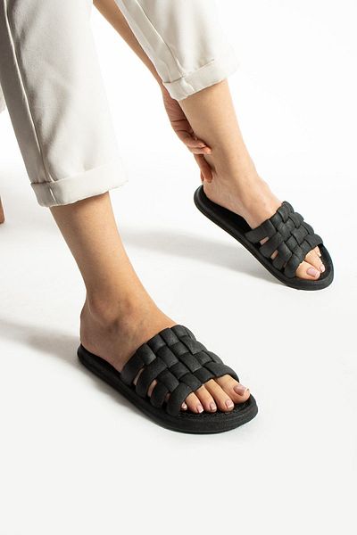 Moda Devrin Gz14273 Μαύρη αντιολισθητική σόλα Μπάνιο Τουρκικό Μπάνιο Μπαλκόνι πισίνα Θάλασσα Παντόφλες παραλίας