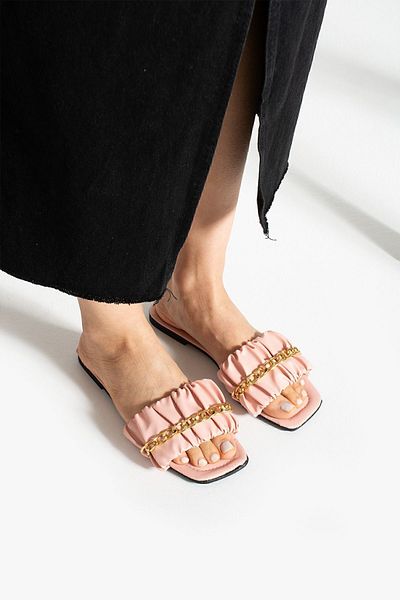 Moda Devrin Γυναικείες παντόφλες με κορδόνι σε σκόνη Παντόφλες εξωτερικού χώρου και σπιτιού