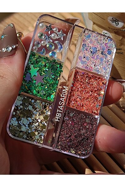 hbtasarim Glitter Simli Jel Far Paleti Kremsi Yüz Ve Vücut Simi Yüz Taşı 6