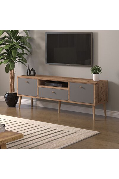 Mbes Mobilya Beyza Ahşap Ayaklı 140 Cm Atlantik -Atrasit Tv Sehbası