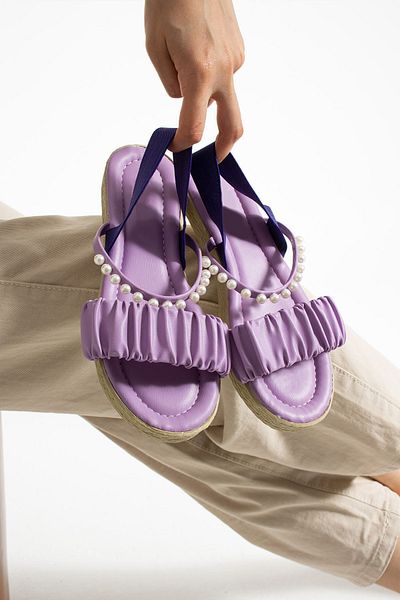 Moda Devrin Lilac Pearl - Elastic Waist Fabric Sandals