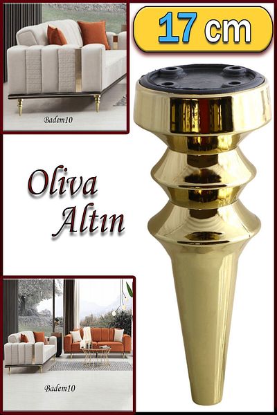 Badem10 Oliva Gold Gold 17 Cm Mobilier Canapea Fotoliu Unitate TV Consolă Upgrade Riser Picior Picioare