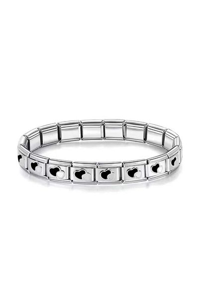 stainles steel Italian Charm Black and White Heart