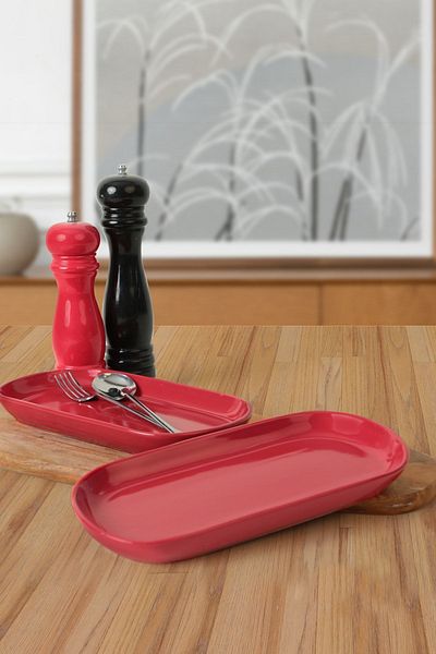 Keramika Farfurie Barcă Noyan Roșie 28 Cm - 2 Bucăți 506