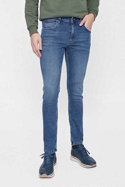 Morven Men's Blue Casandra Slim Fit Slim Fit 5 Pocket Trousers