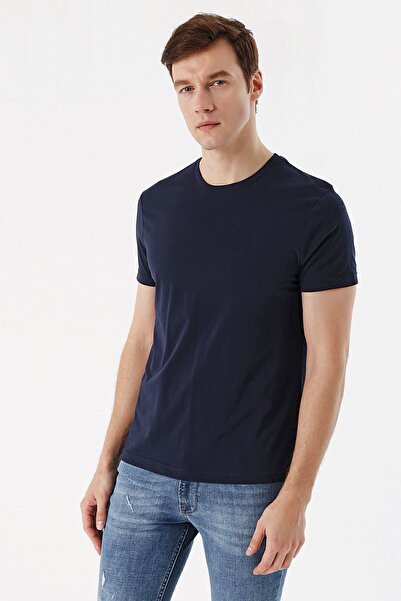 Morven Ανδρικό μπλουζάκι Navy Basic μονόχρωμο 100% βαμβακερό κοντομάνικο μπλο...