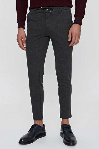 Morven Anthracite Miami Knitted Slim Fit Sports Trousers - Elastic Waist and Laces