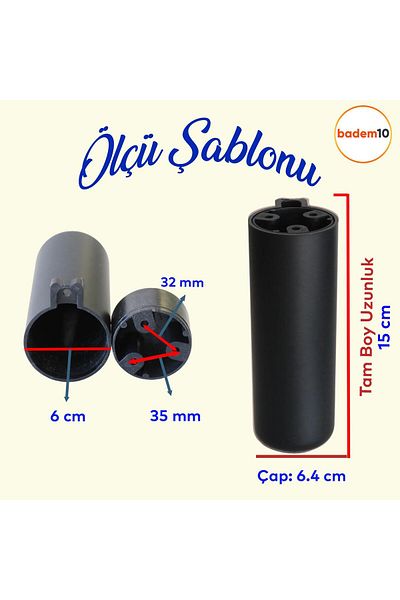 Badem10 Capsula Bohemian (PREMIUM) Negru 15 Cm Mobilier Canapea Fotoliu Baza Inalta Picior Picioare 4 Buc