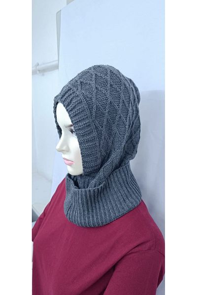 SpecialScarf Hijab Fashion Knitwear BALAKLAVA BEANIE SHAL HEAD ANTHRACITE COLOR