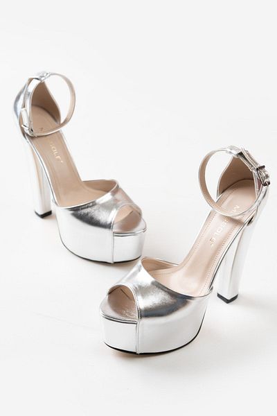 MASSOLE Noul sezon, argintiu metalic, cu curea la gleznă, pantofi de seară eleganti, premium, pentru femei