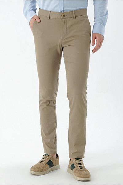 Morven Men's LIGHT BROWN Piefti Cotton Side Pocket Slim Fit Chino Pants