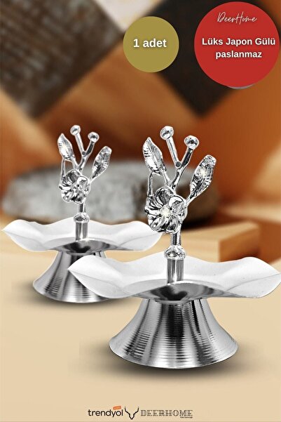 Passionis Gümüş Lüx Papatya Desenli Peçetelik, Sunumluk, Kare Peçetelik,kase (21X21 CM)